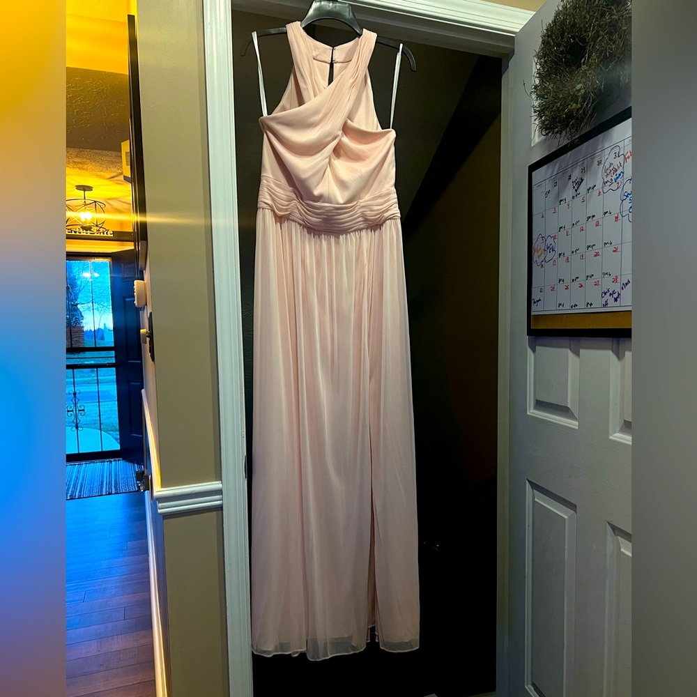 New David’s bridal bridesmaid chiffon size 14 dress. Color is petal.